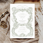 Elegant Vintage Floral Sage Toile Frame Wedding Invitation<br><div class="desc">Elegant Vintage Ornament Floral Sage Toile Frame Wedding Invitation. Vintage Baroque Frame Design Wedding Invitation.</div>