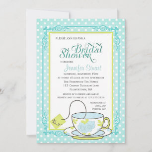Elegant Vintage Floral Tea Bridal Shower Invitation