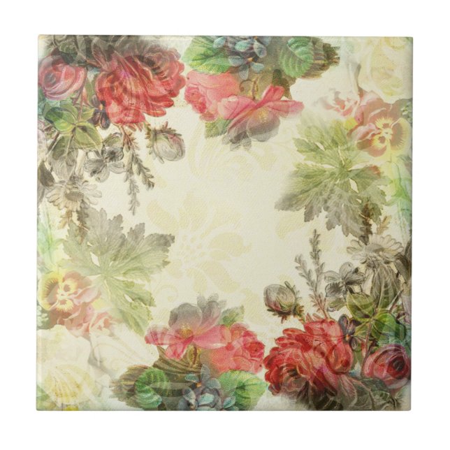 Elegant Vintage Floral Tile (Front)
