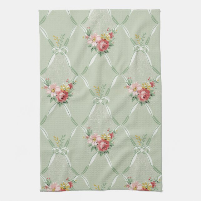 Elegant Vintage Floral Wallpaper Kitchen Towel (Vertical)