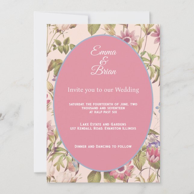 Elegant Vintage Floral Wedding customizable  Invitation (Front)