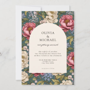 Elegant Vintage Floral Wedding Invitation