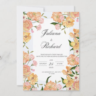 Elegant Vintage Floral Wedding Invitation 