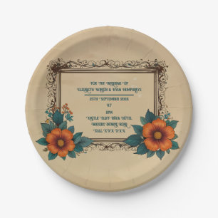 Elegant Vintage Floral Wedding Paper Plate