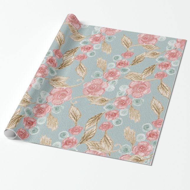 Elegant vintage floral wrapping paper (Unrolled)