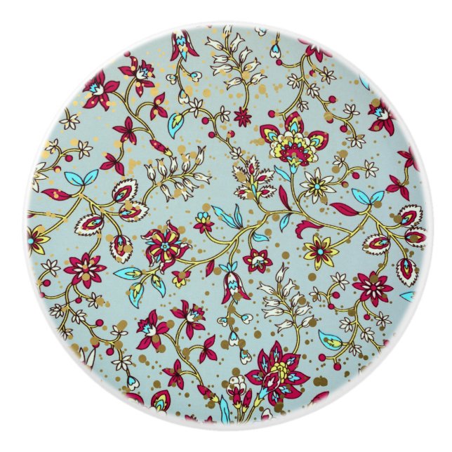 Elegant Vintage Florals Ceramic Knob (Front)