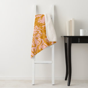 Elegant Vintage Florals in Blush and Gold Sherpa Blanket