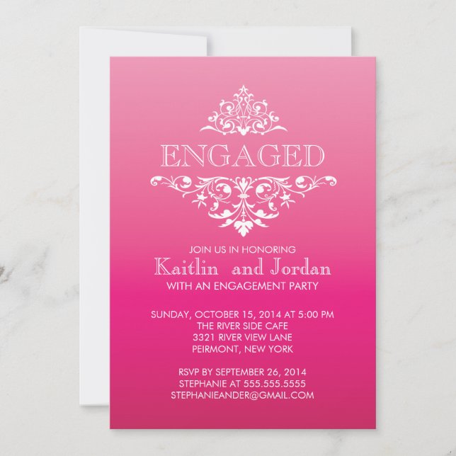 Elegant Vintage Flourish Engagement Party Invitation (Front)