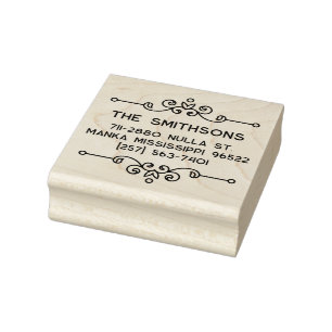 Elegant Vintage Flourish Personalized Name Address Rubber Stamp