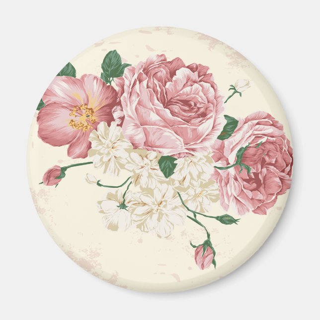 Elegant Vintage Flowers Magnet (Front)