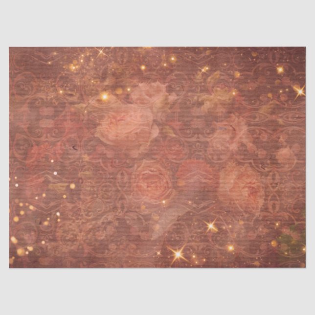 Elegant Vintage Flowers Sparkles On Paper Texture (Front)
