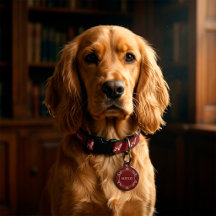 Elegant vintage frame and name Round Pet Tag