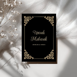 Elegant Vintage Frame Black Umrah Mubarak Greeting Card
