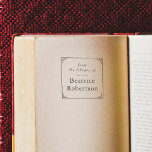 Elegant Vintage Frame Book From The Library Of Rubber Stamp<br><div class="desc">An elegant bookplate book stamp with your name in classic serif typography. Around the name is a charming vintage-style frame with ornamental motifs in each corner. A beautiful gift for any book lover, librarian, or teacher. This is the wooden rubber stamp - choose the handle and ink pad options according...</div>