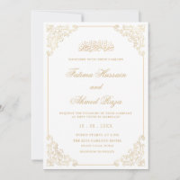 Elegant Vintage Frame Gold Script Muslim Wedding