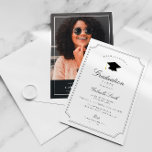 Elegant vintage frame graduation party invitation<br><div class="desc">An elegant vintage frame graduation invitation card with black and white colours. The text details and image can be personalized.</div>