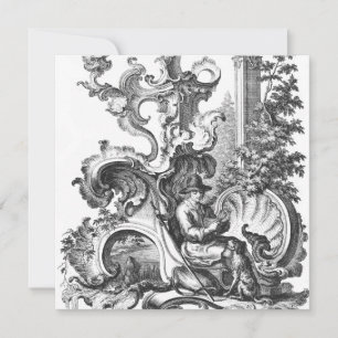 Elegant Vintage French Black and White Toile Invitation
