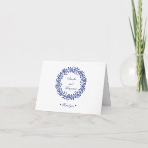 Elegant Vintage French Blue Floral Thank You Card