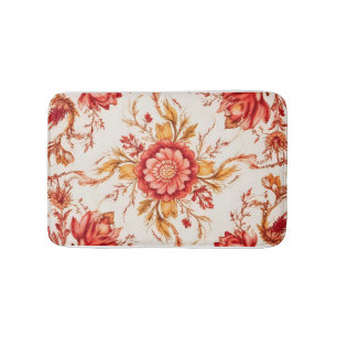 Elegant Vintage French Engraved Floral Pattern Bath Mat