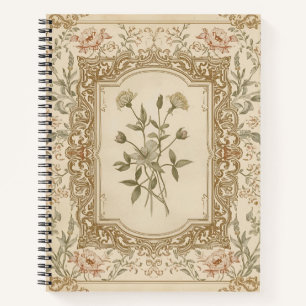 Elegant Vintage French Engraved Floral  Pattern Notebook