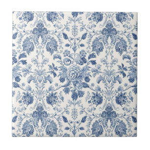 Elegant Vintage French Engraved Floral Pattern Tile