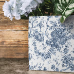 Elegant Vintage French Engraved Floral Toile-Blue Large Gift Bag<br><div class="desc">Elegant and ornate vintage blue and white toile de jouy pattern featuring exotic flowers,  vines and foliage intertwined with garlands and baskets of roses. This pattern was adapted from an historic French textile fragment ca 1910 in the Smithsonian collection. Pattern is high res but cannot be tiled.</div>