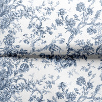 Elegant Vintage French Engraved Floral Toile-Blue