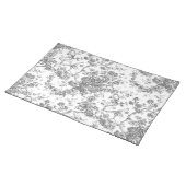 Elegant Vintage French Engraved Floral Toile-Grey Placemat (On Table)