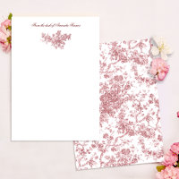 Elegant Vintage French Engraved Floral Toile-Pink