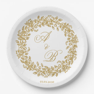 Elegant Vintage French Gold Floral Paper Plate