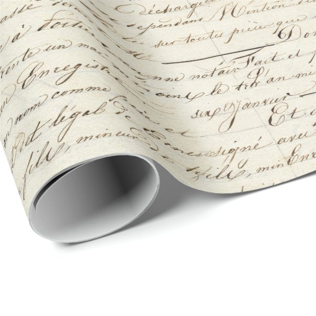 Elegant Vintage French Handwritten Letter Script Wrapping Paper (Roll Corner)