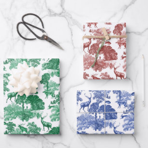 Elegant Vintage French Toile Deer Fox in Woods Wra Wrapping Paper Sheet