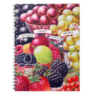 Elegant Vintage Fruit Family Recipes Notebook