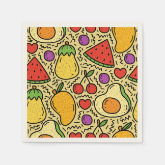 Elegant vintage fruits Mixed for family dinner. Napkin