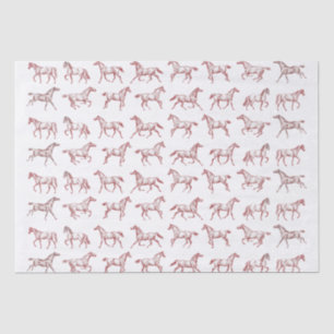Elegant Vintage Galloping Horses Red White Toile  Tissue Paper