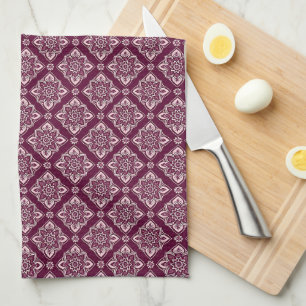 Elegant Vintage Geometric Floral Pattern Kitchen Towel