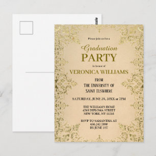 Elegant Vintage Gold 2025 Graduation Party  Postcard