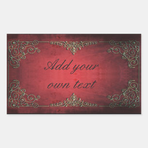 Elegant Vintage Gold and Red Frame Custom Text Sticker