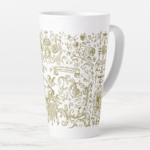 Elegant Vintage Gold Beige Baroque Floral  Latte Mug