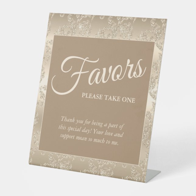 Elegant Vintage Gold Bridal Shower Favour Sign (Front)