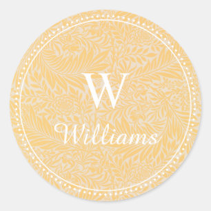 Elegant Vintage Gold Floral Dotted Border Classic Round Sticker