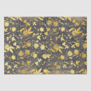 Elegant Vintage Gold Floral Handwriting Tissue Paper