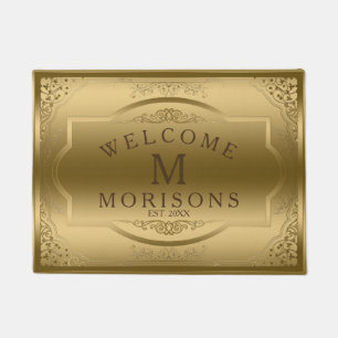 Elegant Vintage Gold Frame Doormat
