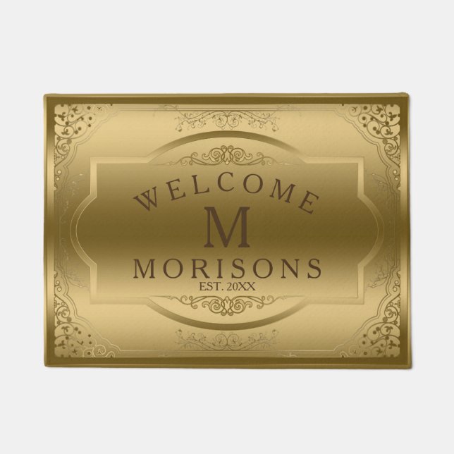 Elegant Vintage Gold Frame Doormat (Front)