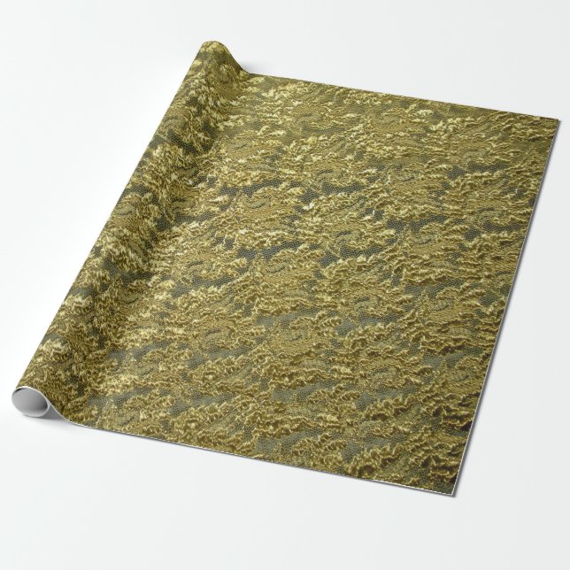 Elegant Vintage Gold Lace Wrapping Paper (Unrolled)