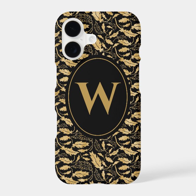 Elegant Vintage Gold Leaf Pattern Monogram (Back)