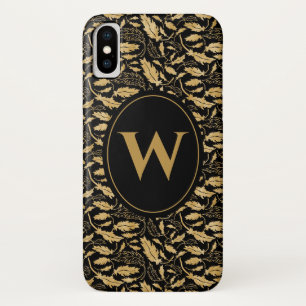 Elegant Vintage Gold Leaf Pattern Monogram Case-Mate iPhone Case