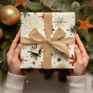 Elegant Vintage Gold Snowflakes pattern Wrapping Paper
