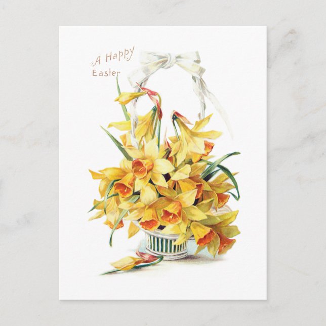 Elegant Vintage Golden Easter Daffodils Postcard (Front)