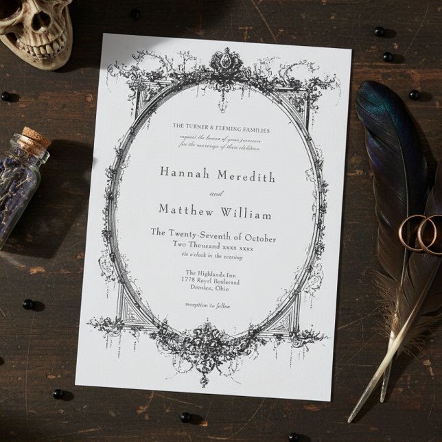 Elegant Vintage Gothic Black Toile Wedding Invitation (Creator Uploaded)
